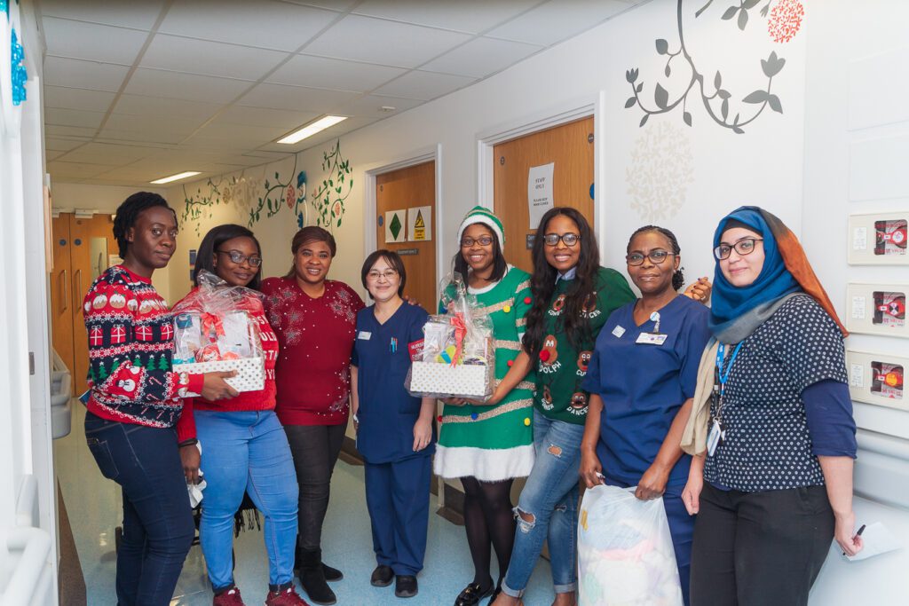 Colourful Beginnings' Volunteers delivering Christmas Treasure Boxes to local NICU